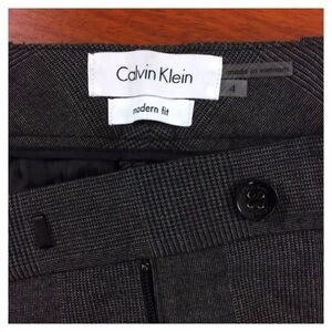 CK Grey Plaid Dress Slacks 4 Modern Fit Pant NWOT Pants CALVIN KLIEN